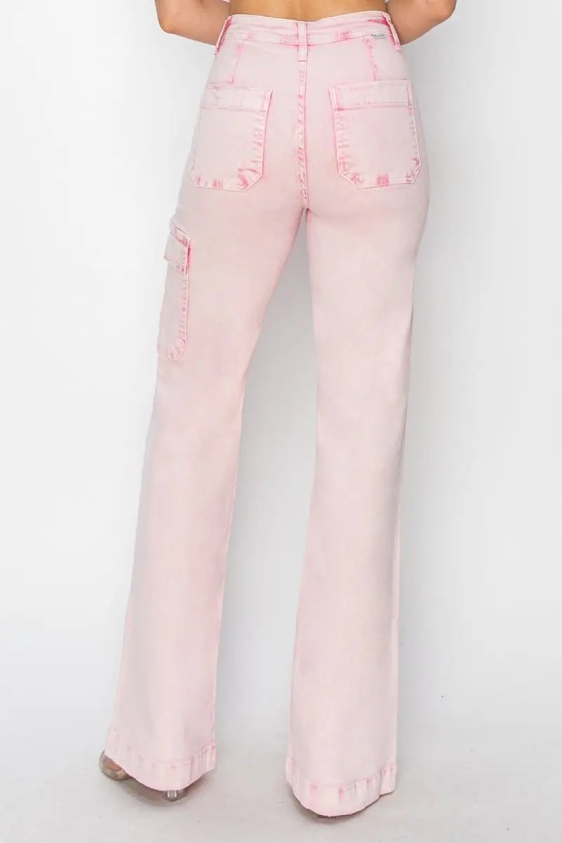 RISEN Full Size High Rise Cargo Pocket Jeans for Women - Love Salve